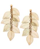 Going Global Multi Metal Botanical Leaves Drop Earrings