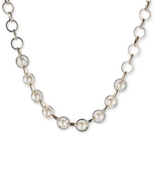 Carolee Gold-tone Imitation Pearl & Pave Collar Necklace