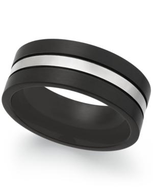 Sutton By Rhona Sutton Men's Two-tone Striped Ring