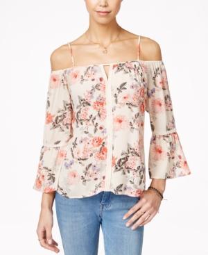 Stoosh Juniors' Printed Off-the-shoulder Peasant Blouse