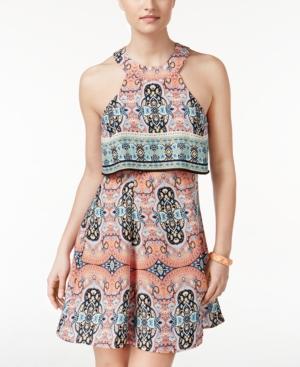 Be Bop Juniors' Printed Popover Fit & Flare Dress