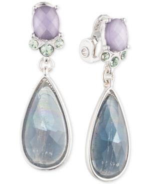 Anne Klein Silver-tone Multi-stone Clip-on Drop Earrings
