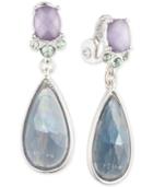Anne Klein Silver-tone Multi-stone Clip-on Drop Earrings