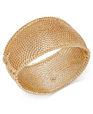 Thalia Sodi Gold-tone Textured Wide Hinged Bangle Bracelet, Only At Macy's