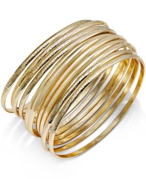 Inc International Concepts Gold-tone Textured Bangle Bracelet