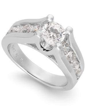 Certified Diamond Channel Engagement Ring In 14k White Gold (2 Ct. T.w.)