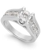 Certified Diamond Channel Engagement Ring In 14k White Gold (2 Ct. T.w.)