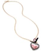 Betsey Johnson Two-tone Long Shaky Stone Heart Pendant Necklace