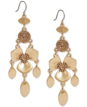 Lucky Brand Gold-tone Crystal Flower Statement Earrings