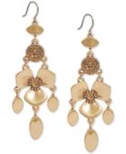 Lucky Brand Gold-tone Crystal Flower Statement Earrings