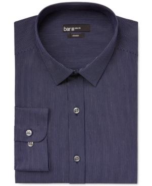 Bar Iii Slim-fit Navy Thin Stripe Dress Shirt, Only At Macy's