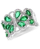 Brasilica By Effy Emerald (2-1/5 Ct. T.w.) And Diamond (1/2 Ct. T.w.) Flower Ring In 14k White Gold, Created For Macy's