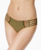 California Waves Embroidered Strappy Bikini Bottoms Women's Swimsuit