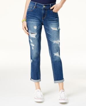 Unionbay Juniors' Margot Ripped Cropped Boyfriend Jeans