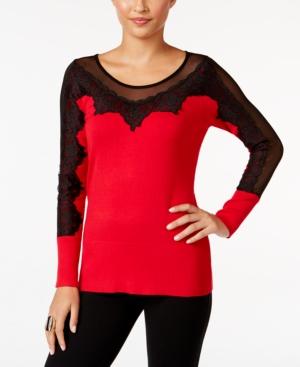 Thalia Sodi Lace-trim Illusion Top, Only At Macy's
