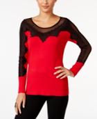 Thalia Sodi Lace-trim Illusion Top, Only At Macy's