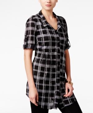 Style & Co. Plaid Mesh Tunic, Only At Macy's