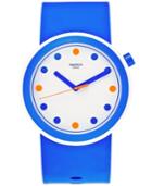 Swatch Unisex Swiss Pop Blue Silicone Strap Watch 41mm Pnw103