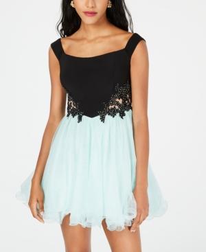 Blondie Nites Juniors' Illusion Rhinestone Applique Dress