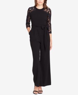 Tahari Lace-sleeve Jumpsuit