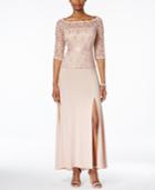 R & M Richards Sequined Lace A-line Gown