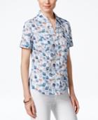 Karen Scott Petite Printed Short-sleeve Shirt, Only At Macy's