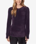 Cuddl Duds Double Plush Velour Long-sleeve Crew-neck Top