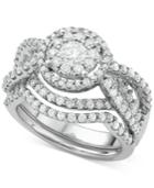 Diamond Interlocking Halo Bridal Set (2 Ct. T.w.) In 14k White Gold