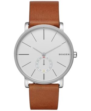 Skagen Men's Chronograph Hagen Brown Leather Strap Watch 40mm Skw6273