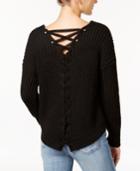 American Rag Juniors' Lace-up-back Sweater, Created For Macy's