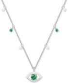 Swarovski Silver-tone Crystal & Imitation Pearl Evil Eye Pendant Necklace, 14-4/5 + 4 Extender