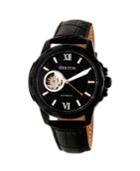 Heritor Automatic Bonavento Black Leather Watches 44mm