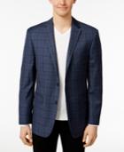 Vince Camuto Men's Slim-fit Blue And Gray Plaid Sport Coat