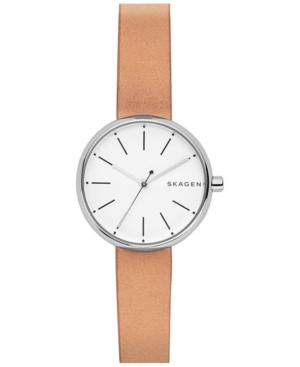 Skagen Women's Signature Tan Leather Strap Watch 30mm Skw2594