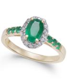 Emerald (1 Ct. T.w.) & Diamond (1/6 Ct. T.w.) Ring In 14k Gold
