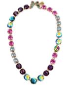 Betsey Johnson Gold-tone Butterfly And Scarab Colorful Crystal Collar Necklace