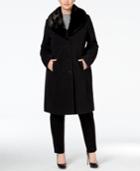 Jones New York Plus Size Faux-fur Collar Walker Coat