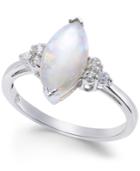 Opal (1-3/4 Ct. T.w.) Marquise & Diamond (1/6 Ct. T.w.) Ring In Sterling Silver
