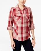 Style & Co. Plaid Utility Shirt, Only At Macy's