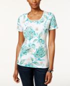 Karen Scott Petite Floral-print T-shirt, Only At Macy's