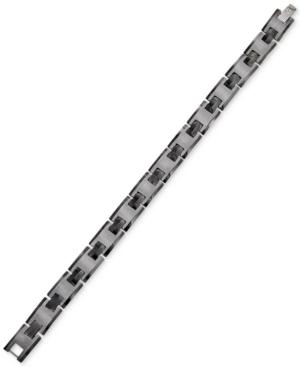 Esquire Men's Jewelry Multi-tone Link Bracelet In Tungsten Carbide, Black Ion-plated Steel And Stainless Steel