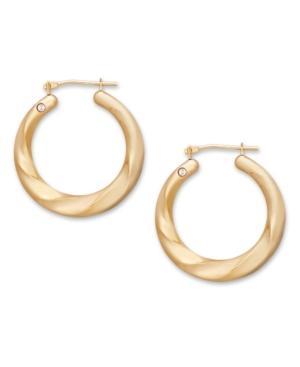 Signature Gold 14k Gold Earrings, Diamond Accent Round Twist Hoop Earrings