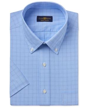 Club Room Men's Easy Care Blue Glenplaid Short-sleeve Dress Shirt, Only At Macy's