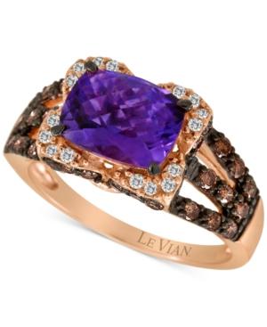 Le Vian Chocolatier Amethyst (1-3/8 Ct. T.w.) And Diamond (3/4 Ct. T.w.) Ring In 14k Rose Gold