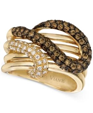 Le Vian Chocolatier Brown Diamond And White Diamond Twist Ring (1-1/6 Ct. T.w.) In 14k Gold