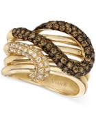 Le Vian Chocolatier Brown Diamond And White Diamond Twist Ring (1-1/6 Ct. T.w.) In 14k Gold