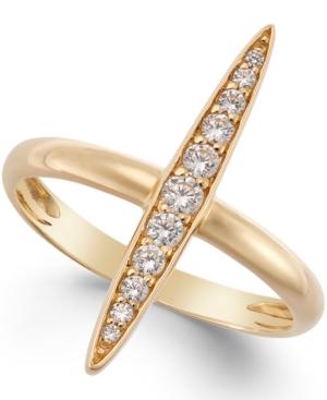 White Sapphire North-south Ring (1/3 Ct. T.w.) In 14k Gold