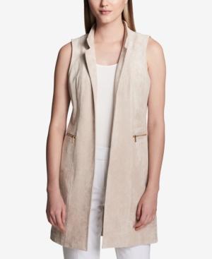 Calvin Klein Faux-suede Zipper-pocket Vest
