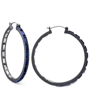 Guess Hematite-tone Blue Stone Hoop Earrings
