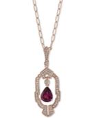 Effy Rhodolite Garnet (1-3/8 Ct. T.w.) And Diamond (1/3 Ct. T.w.) Pendant Necklace In 14k Rose Gold